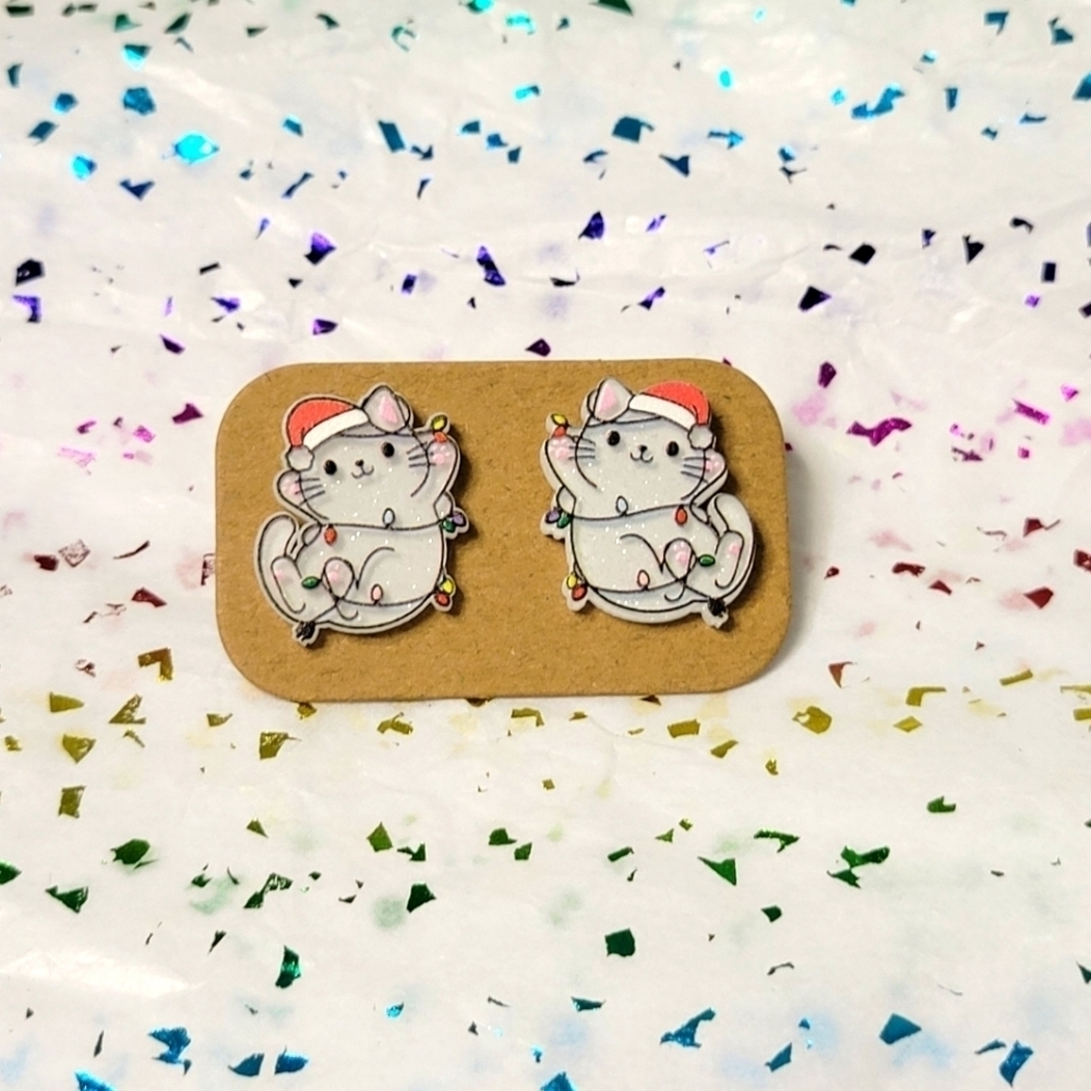 NWT Christmas Cat Earrings